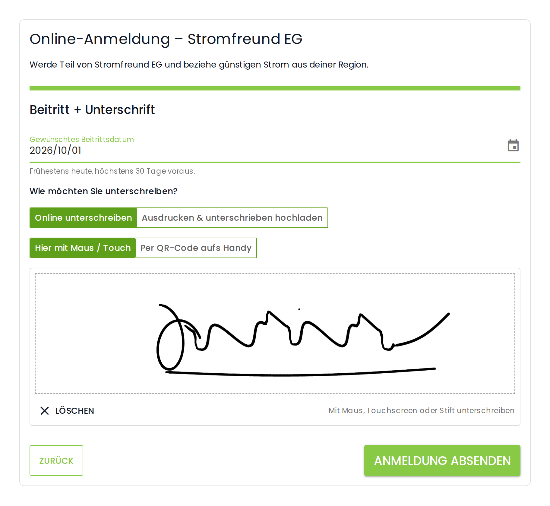 Mitglieder melden sich selbst an